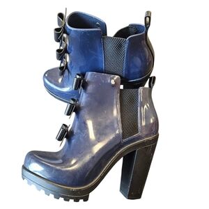 Melissa X Karl Lagerfield Blue Black Bow Booties